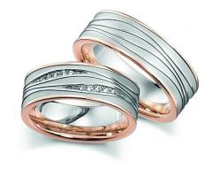 585 Weissgold , seidenmatt / poliert,  Fischer Blanco oro rojo Los anillos de boda